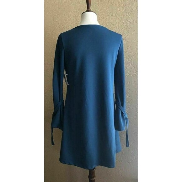 The Vanity Room Teal Long Sleeve Shift Dress Small - Picture 5 of 8
